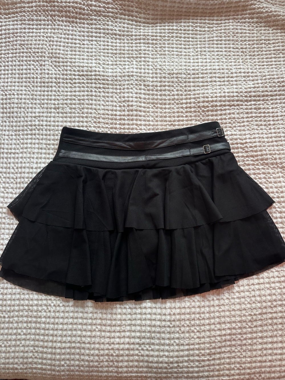Black Ruffle Mini Skirt